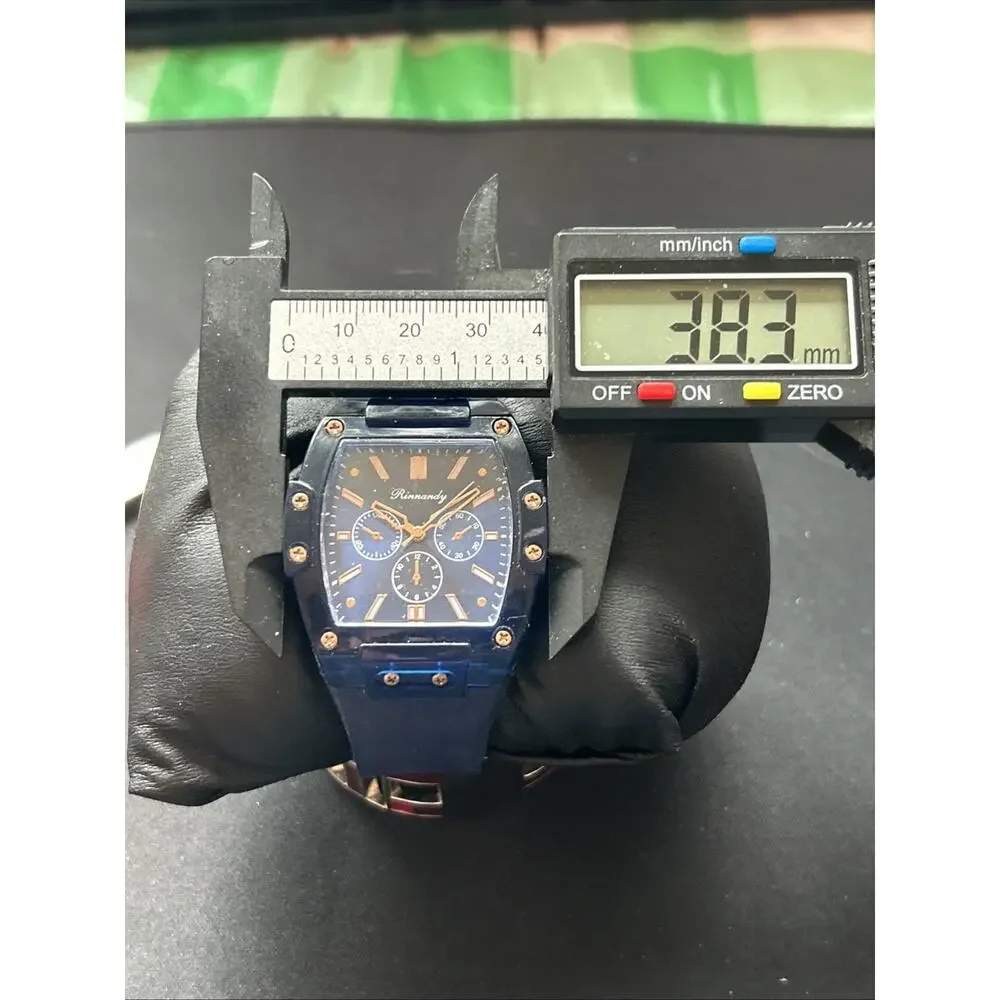 Rinnandy Rose Gold And Navy Tone Quartz Watch